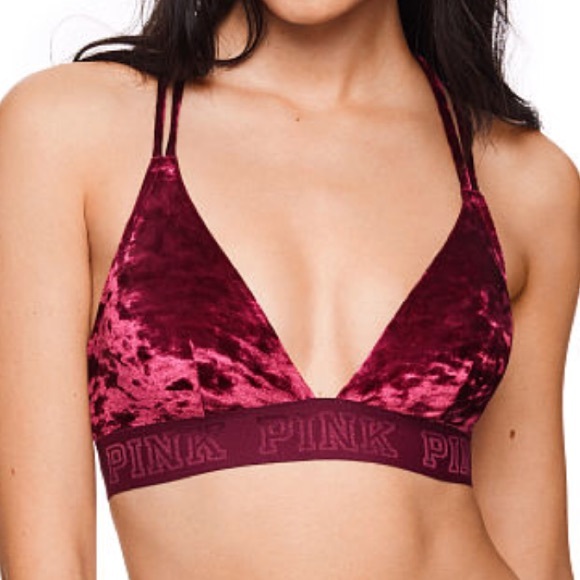 velvet bralette pink